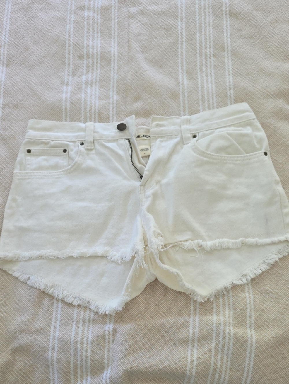 Billabong White Frayed Hem Denim Cutoff Shorts